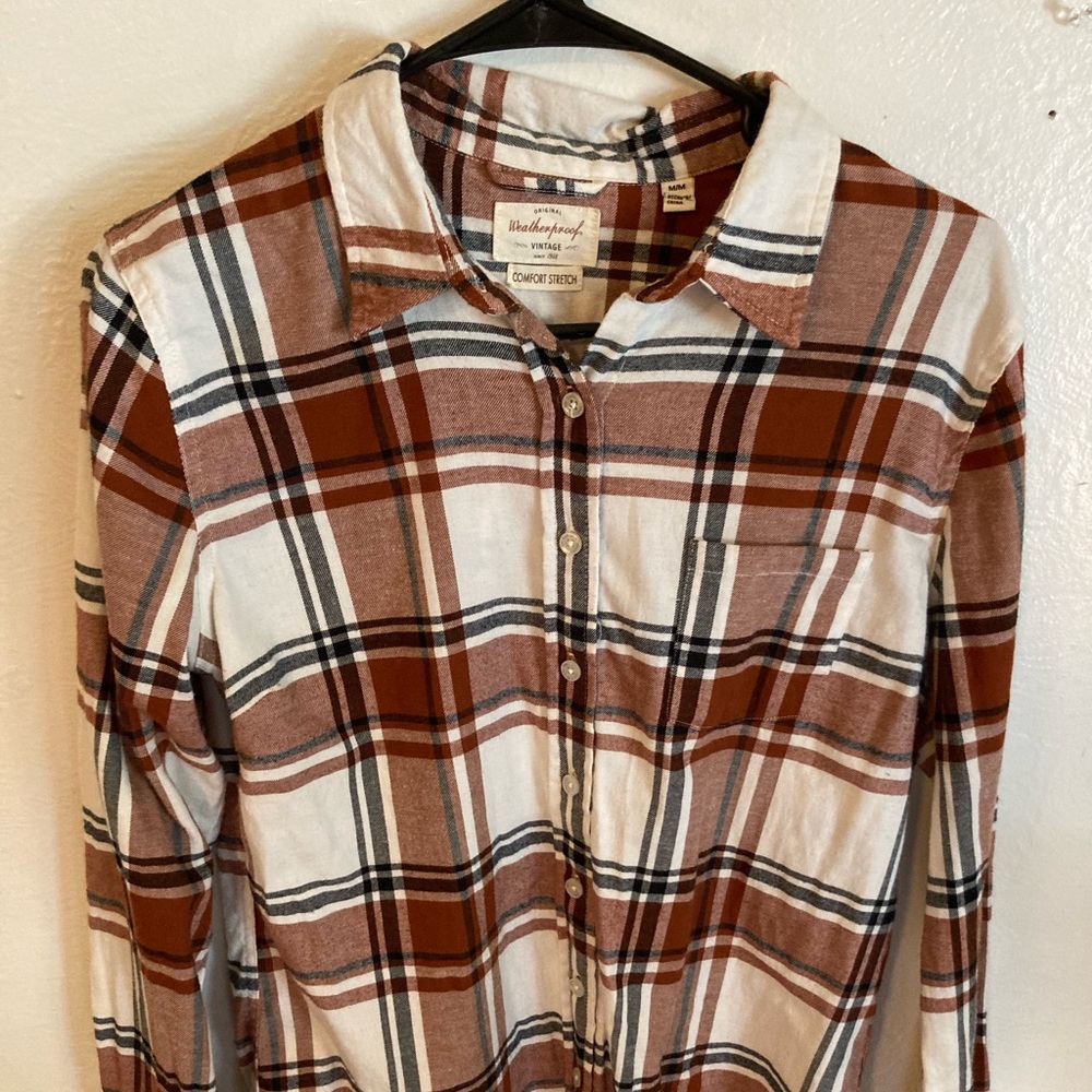 Madewell Brown and White Plaid Shirt
